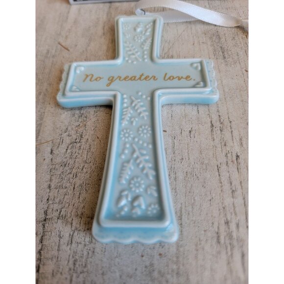 Hallmark No Greater Love Blue Cross ornament Xmas religious - Picture 3 of 6